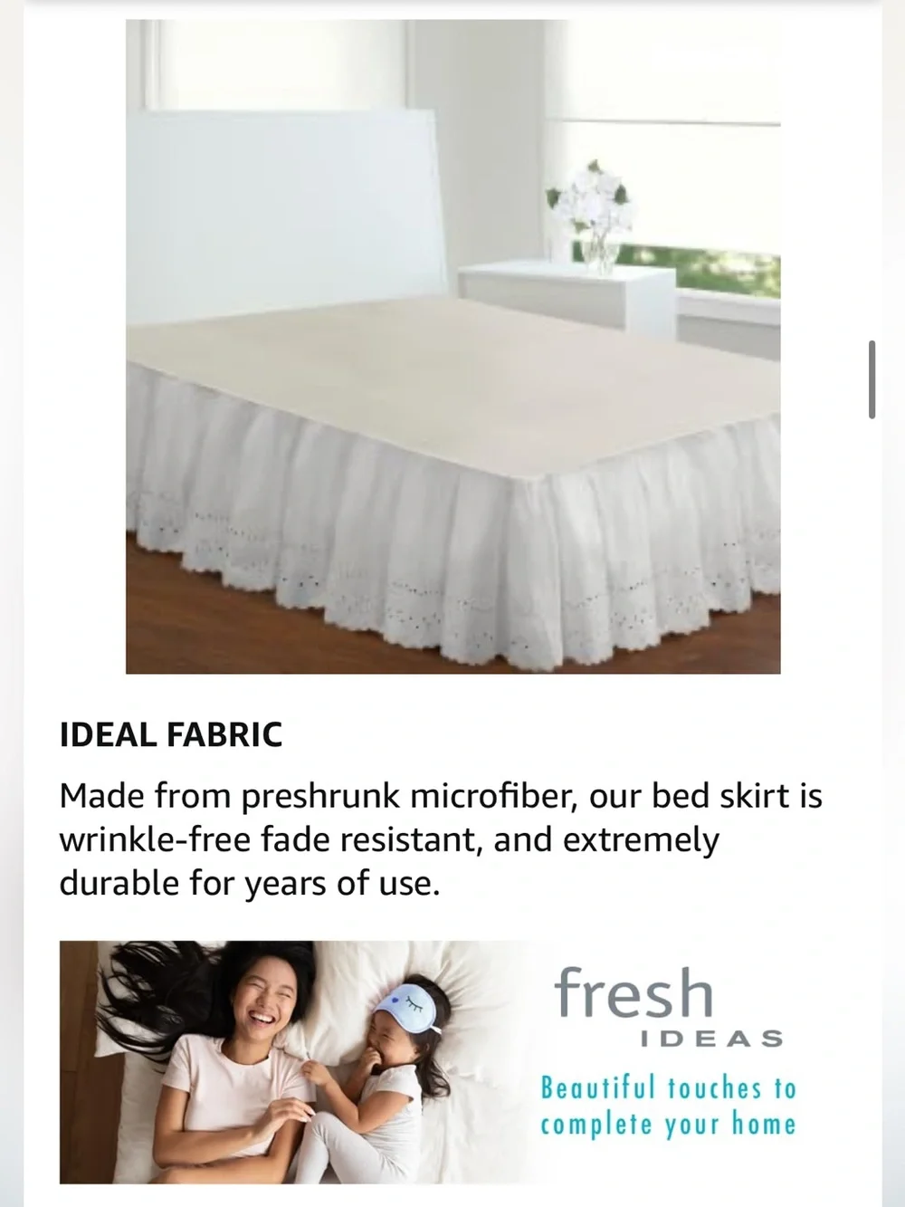 WHITE Eyelet Bed Skirt 14” Drop - KING